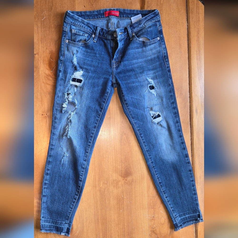Guess Distressed Skinny Jeans Womens Size 28